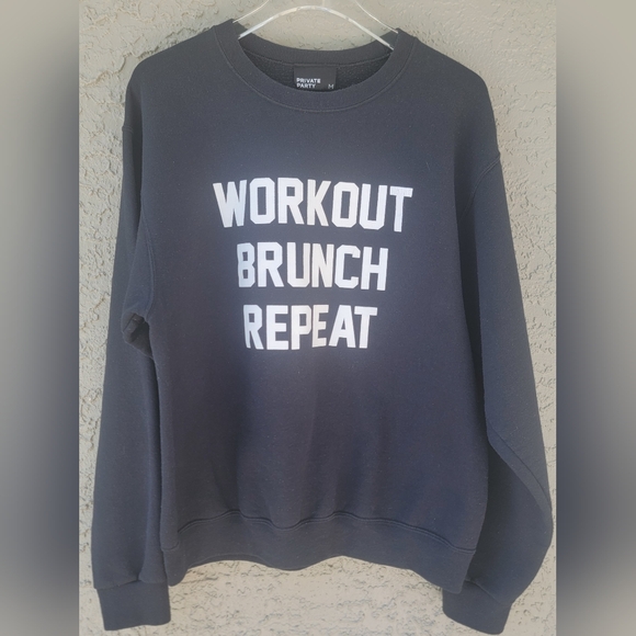 Private Party black Workout Brunch Repeat sweatshirt size Medium - Picture 8 of 9